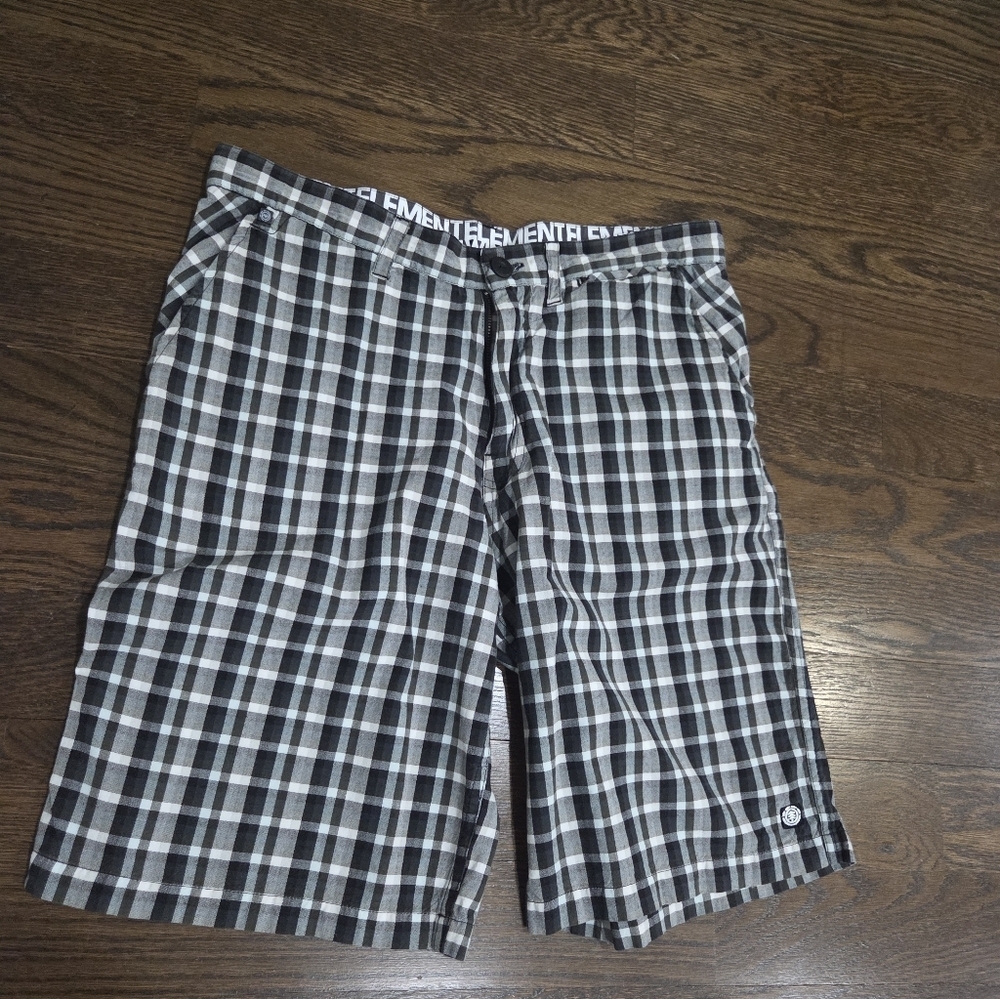 Element Plaid Men’s Black & White Shorts Sz 34